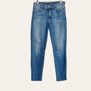 L’Agence Blue Denim High Rise Raw Hem Skinny Jeans Size 25